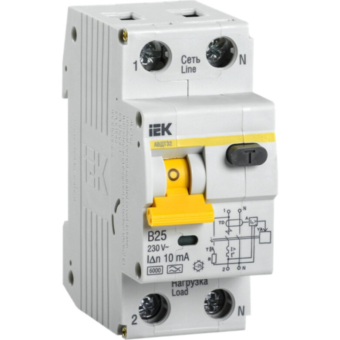 Автоматический выключатель дифференциального тока IEK АВДТ32 B25 10мА - MAD22-5-025-B-10